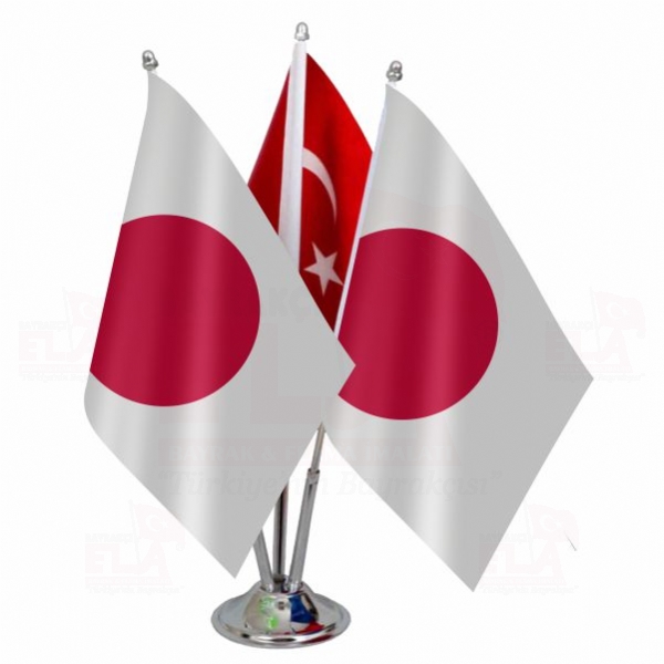 Üçlü Japonya Logolu Masa Bayrağı