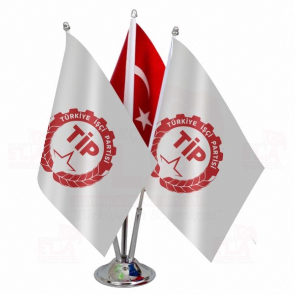 Üçlü Tip Partisi Logolu Masa Bayrağı