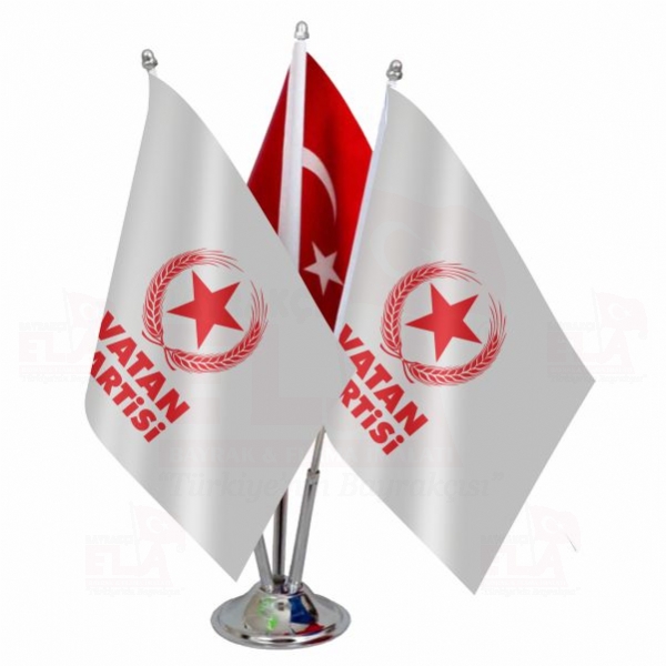 Üçlü Vatan Partisi Logolu Masa Bayrağı